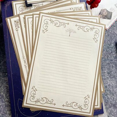 8 piezas de papel de escritura talla grande grueso con rayas, estilo americano, adecuado para aprendizaje, oficina, vuelta al colegio, festivales, fiestas, tarjetas de cumpleaños