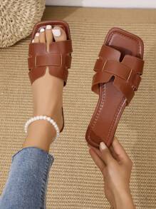 Women Cut Out Slide Sandals, Elegant Summer Flat Sandals