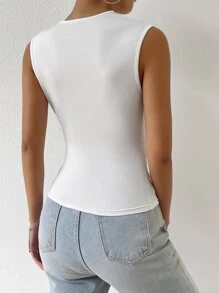 Siren Gaze Top tank unicolor fruncido - Blanco - Ver 2