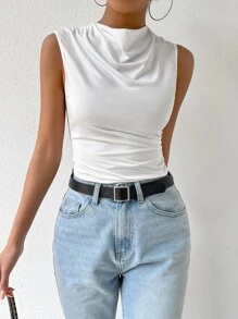 Siren Gaze Top tank unicolor fruncido - Blanco - Ver 4