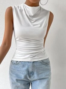 Siren Gaze Top tank unicolor fruncido - Blanco - Ver 3