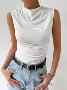 Siren Gaze Top tank unicolor fruncido - Blanco - Ver 1