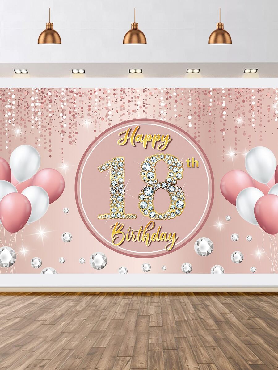 1pc Slogan Graphic Background Cloth, Polyester Backdrop Banner For Birthday Party - Multicolor - View 1