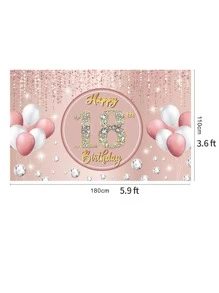 1pc Slogan Graphic Background Cloth, Polyester Backdrop Banner For Birthday Party - Multicolor - View 3