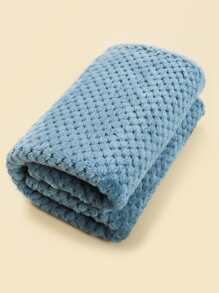 1pc Baby Solid Plush Swaddling Blanket - Blue - View 2