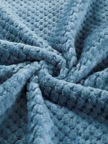 1pc Baby Solid Plush Swaddling Blanket - Blue - View 3