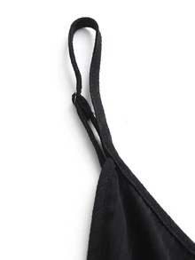 Flirla 大碼荷葉邊吊帶連體短褲 - 黑色 - 查看 3