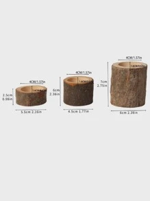 1pc Wood Candle Holder, Creative Trunk Design Candle Stand For Atmosphere Creating - Brown - View 7