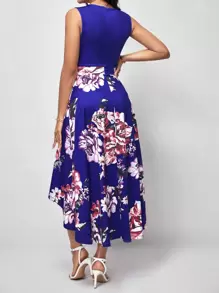 SHEIN Clasi Đầm Thắt lưng Cao thấp Dây kéo Hoa Boho - Nhiều màu - Xem 2