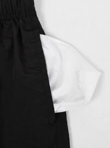Men Drawstring Waist Swim Trunks - Black - View 5
