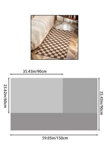 Checkerboard Pattern Rug - Coffee Brown - View 2