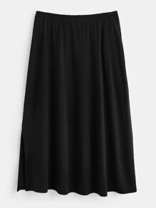 SHEIN BASICS Váy Plus Size màu trơn Giải trí - màu đen - Xem 1
