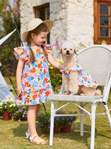 PETSIN 1pc Flower Print Pet Dress For Cat And Dog For Summer