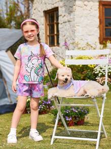 PETSIN 1入組獨角獸印花寵物背心適用於貓和狗狗適合夏天 - 彩色 - 查看 3