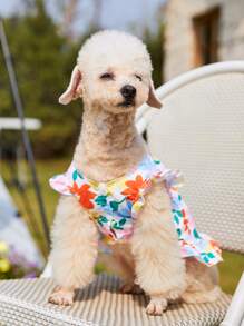 PETSIN 1pc Flower Print Pet Dress For Cat And Dog For Summer