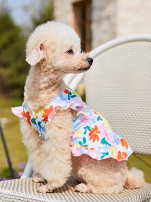 PETSIN 1pc Flower Print Pet Dress For Cat And Dog For Summer