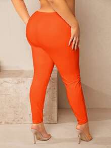 SHEIN SXY Plus Neon Orange Leggings - Orange - View 2