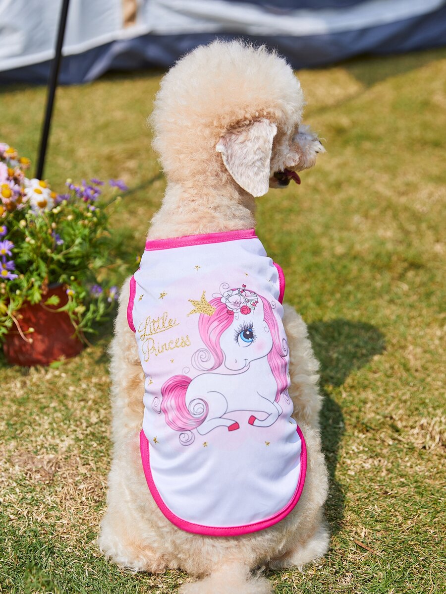 PETSIN 1pc Unicorn Print Pet Tank For Cat And Dog For Summer - Multicolor - View 1