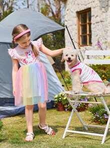 PETSIN 1pc Unicorn Print Pet Tank For Cat And Dog For Summer - Multicolor - View 2