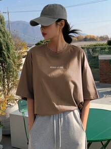 DAZY Letter Graphic Drop Shoulder Tee Oversized T-Shirt