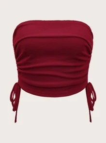 SHEIN ICON Top bandeau con cordón lateral fruncido - Burdeos - Ver 1