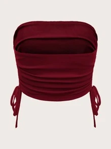 SHEIN ICON Top bandeau con cordón lateral fruncido - Burdeos - Ver 2