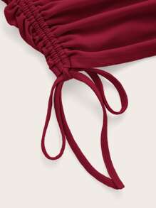 SHEIN ICON Top bandeau con cordón lateral fruncido - Burdeos - Ver 3