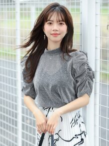 DAZY Áo thun nữ Nút Xù cắt màu trơn Giải trí - Xám - Xem 4