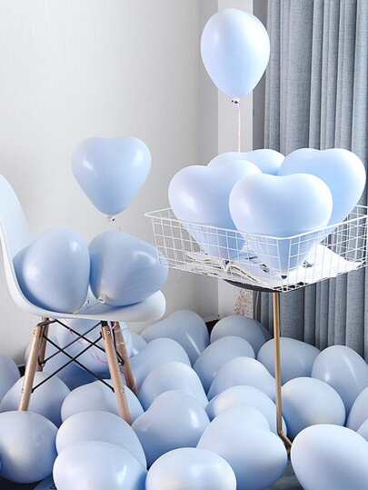 12 件/套 11 英寸乳胶气球，现代心形纯色蓝色装饰气球，适合派对、圣诞节