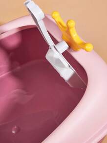 1set Two Tone Litter Box With Cat Litter Shovel For Cat For Cleaning - Pink - View 4