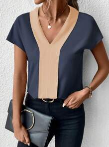 SHEIN Clasi Colourblock Batwing Sleeve Blouse - Multicolor - View 4