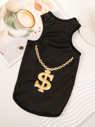 1pc Cartoon Graphic Pet Tank For Cat And Dog For Summer