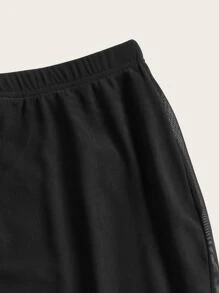 ROMWE 素色木耳邊魚尾短裙 - 黑色 - 查看 3