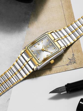 LIEBIG Reloj cuarzo con diseño de diamante de imitación de puntero rectángulo