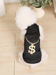 1入組卡通圖案寵物背心適用於貓和狗狗適合夏天