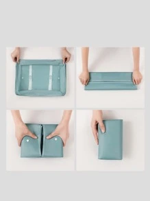 QYeah 7入組/套標語圖案收納袋現代滌綸旅行收纳包適合旅行 - 藍色 - 查看 5