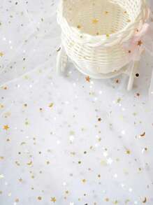 1卷滌綸禮品包裝供應,現代星月圖案禮品包裝供應適用於畢業禮物製作 - 白色 - 查看 3