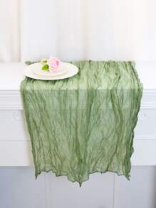 1pc Solid Color Green Table Runner, Modern Polyester Kitchen Table Runner For Kitchen Dining Table - Green - View 1