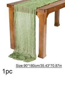 1pc Solid Color Green Table Runner, Modern Polyester Kitchen Table Runner For Kitchen Dining Table - Green - View 3
