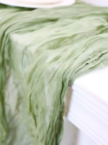 1pc Solid Color Green Table Runner, Modern Polyester Kitchen Table Runner For Kitchen Dining Table - Green - View 4