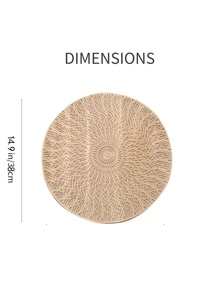 1 Rỗng Ra Tròn Placemat, Tối Giản Thiết Kế Bện PVC Chống Trơn Trượt Nơi Cho Bàn Ăn - Vàng - Xem 2