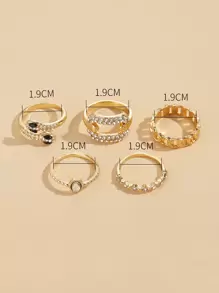 5 cái/bộ Vòng trang trí rắn rhinestone - Vàng - Xem 4