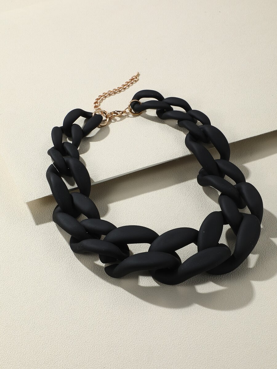 Minimalist Chain Necklace - Black - View 1