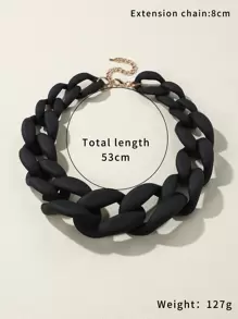 Minimalist Chain Necklace - Black - View 3