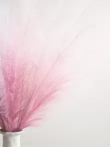 1pc Plastic Artificial Plant, Cottagecore Ombre Reed Design Fake Plant For Home Decoration - Pink - View 5