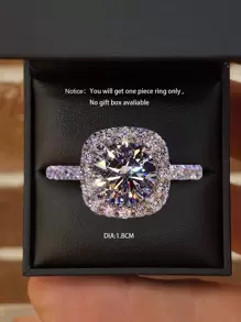 CVNANA 1 Phong Cách Âu Mỹ Thời Trang Nhẫn Đính Hôn Thanh Lịch Zirconia Trang Trí Trang Sức Nữ - Bạc - Xem 4