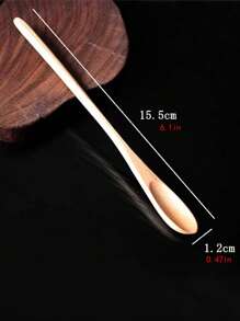 1入組細長柄木勺用於甜點和蜂蜜攪拌棒攪拌勺 - 杏色 - 查看 6