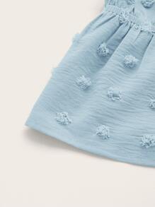 Soleia Swiss Dot Frill Trim Crisscross Backless Peplum Cami Top - Baby Blue - View 3