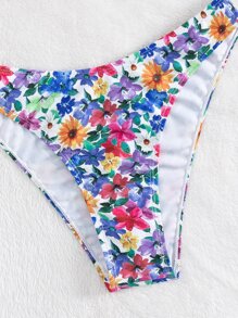 Swim Mod Floral Print Bikini Set Summer Beach - Multicolor - View 4