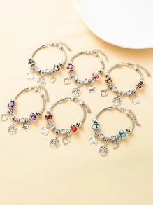 Pulsera con corazón & con diseño de árbol - Azul menta - Ver 1